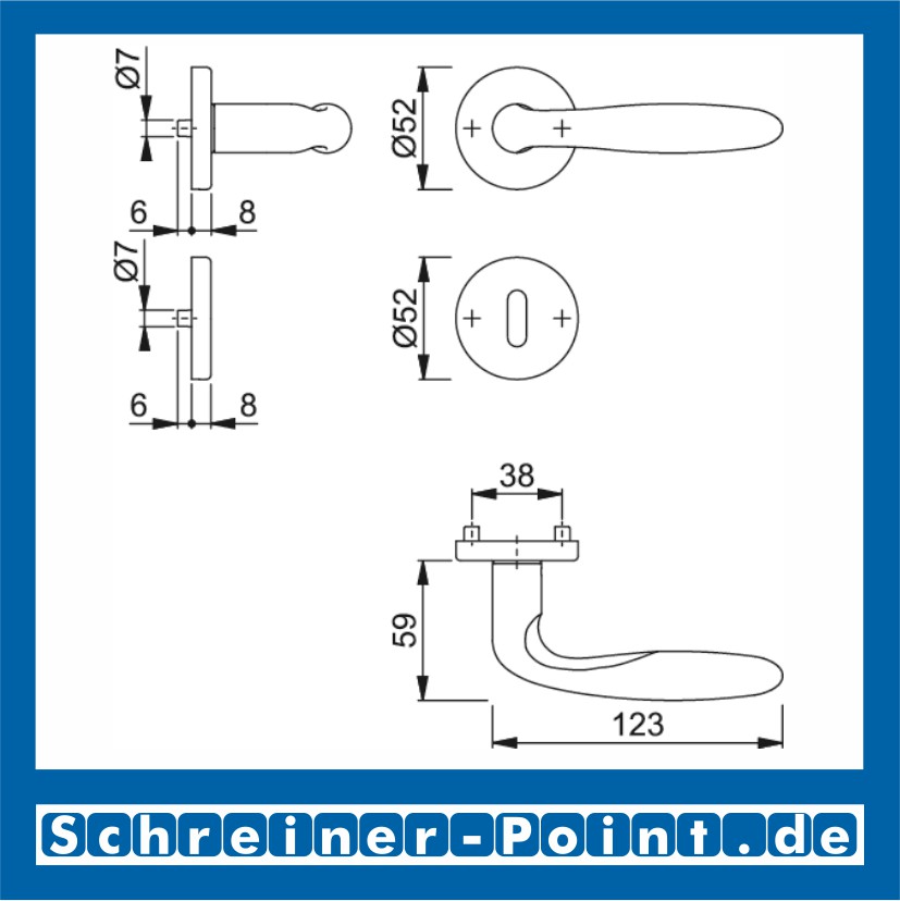 Hoppe Verona Edelstahl Rosettengarnitur F69 E1800Z/42KV/42KVS, 2821363, 2821494, 2821507